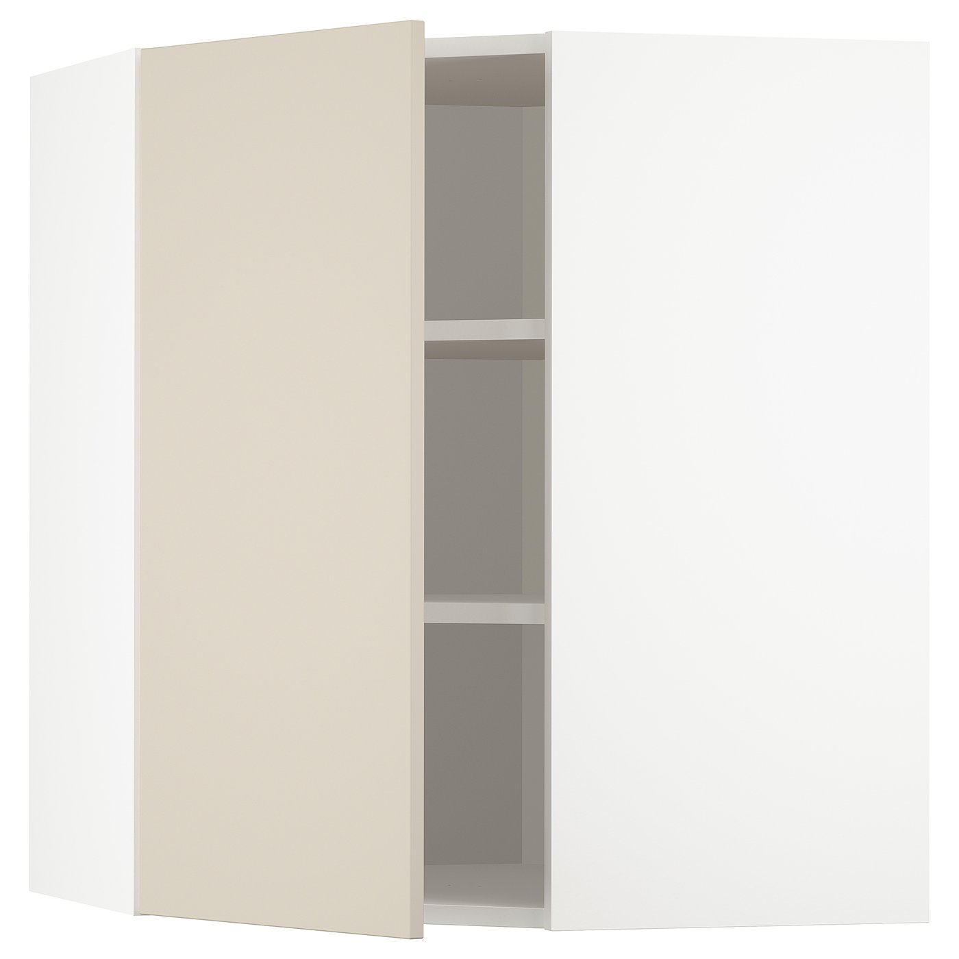 METOD Bovenhoekkast met plank wit/Havstorp beige 68x80 cm