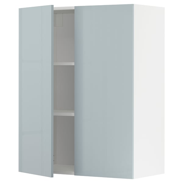 METOD grijsblauwe wandkast met 2 legplanken