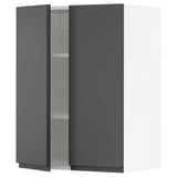 Moderne donkergrijze kast, METOD keukensysteem, strak design, wandmontage, twee deuren, stevig frame, minimalistische handgrepen.