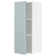 Moderne hoogglans grijsblauwe kast, rechthoekig met twee legplanken.