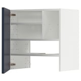 METOD blauwe keukenkast, modern, rechthoekig, 3 planken, open deuren.