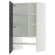 Witte METOD kast, modern design, drie verstelbare legplanken, grijsgroene hoogglans deur.