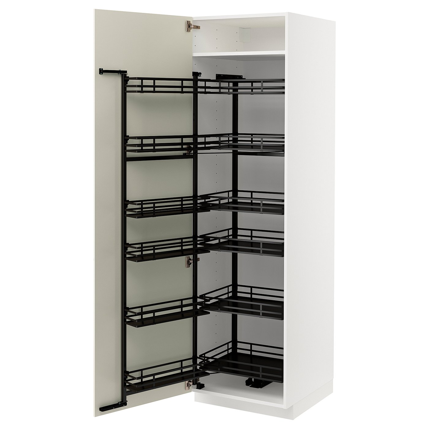 METOD Hg kast m uittrekbare voorraadkast Hg kast m uittrekbare voorraadkast · wit/Bodbyn ecru · 60x60x200 cm
