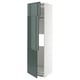 Ikea METOD kast, hoog, wit, glazen deuren, groen hoogglans, verstelbare legplanken.