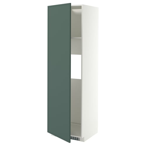 METOD Hoge kast koelkast of vriezer&deur, wit/Aspudden donker grijsgroen, 60x60x200 cm