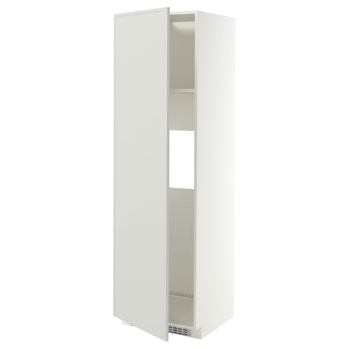 METOD Hoge kast koelkast of vriezer&deur, wit/Aspudden lichtgrijs, 60x60x200 cm