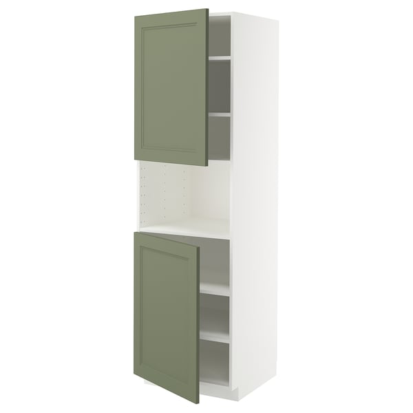 METOD wandkeukenunit, wit & groen, rechthoekig, 2 planken.