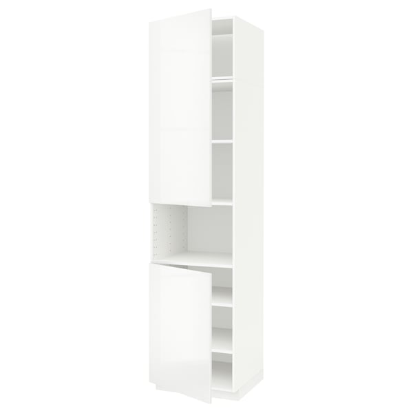 METOD hoog wit keukenblok met meerdere planken, modern en strak design.