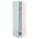 METOD hoge kast met lichtblauwe deur, witte behuizing, verstelbare plank, modern en strak ontwerp.