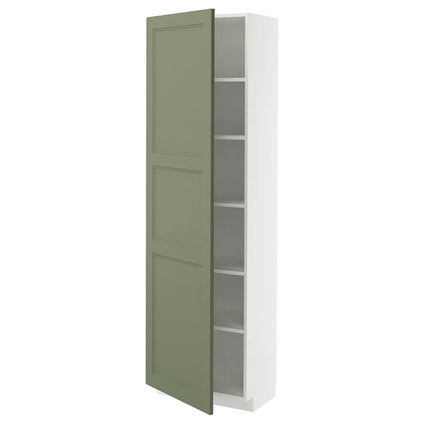 Groen-witte kast, hoog, modern design, verstelbare plank.