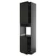 Zwarte METOD keukenkast, hoog met planken, strak modern design.