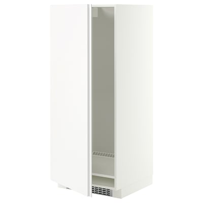 METOD Hoge kast voor koelkast/vriezer, wit/VOXTORP mat wit verticale greep, 60x60x140 cm