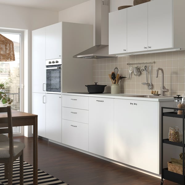 METOD Keuken, wit/Veddinge wit, 346x60x208 cm