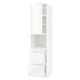 Een witte ikea METOD keukenkast met hoogglans, modern design, voorzien van lades en planken.