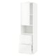 METOD hoogglans witte keukenkast met open plank en twee lades, strak modern design.