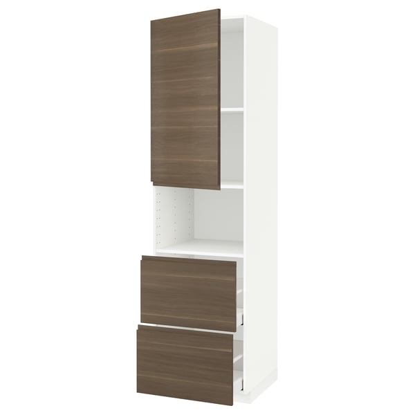 Metod Maximera Hoge Kast Magnetron M Deur 2 Lades Wit Voxtorp Walnootpatroon 60x60x220 Cm Ikea