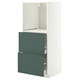 METOD / MAXIMERA Hoge kast met 2 lades v oven, wit/Aspudden donker grijsgroen, 60x60x140 cm