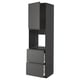 Modern zwart keukenblok met lades en legplanken. Door ikea, strak en functioneel.