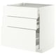 METOD / MAXIMERA Onderkast met 3 lades, wit/Aspudden mat wit, 80x60 cm