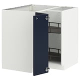 Witte METOD keukenhoekkast met blauwe deur, verstelbare legplanken.