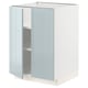 Moderne modulaire kast in hoogglans lichtblauw met verstelbare legplanken.