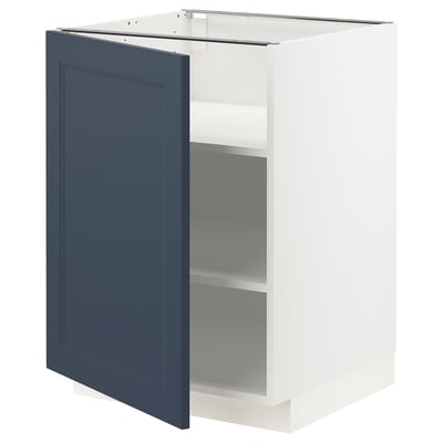 Witte METOD keukenkast met blauwe deur, twee planken, modern design.