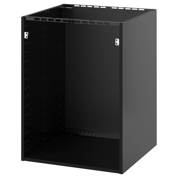 Zwarte METOD keukenkast, rechthoekig, met verstelbare legplanken, stevige constructie, melamine afwerking.
