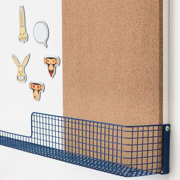 MÖJLIGHET Prikbord/whiteboard met bakje wit, blauw IKEA