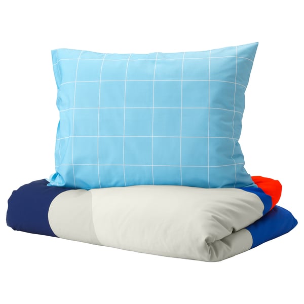 mojlighet dekbedovertrek met 1 sloop blauw grafisch patroon 140x200 60x70 cm ikea