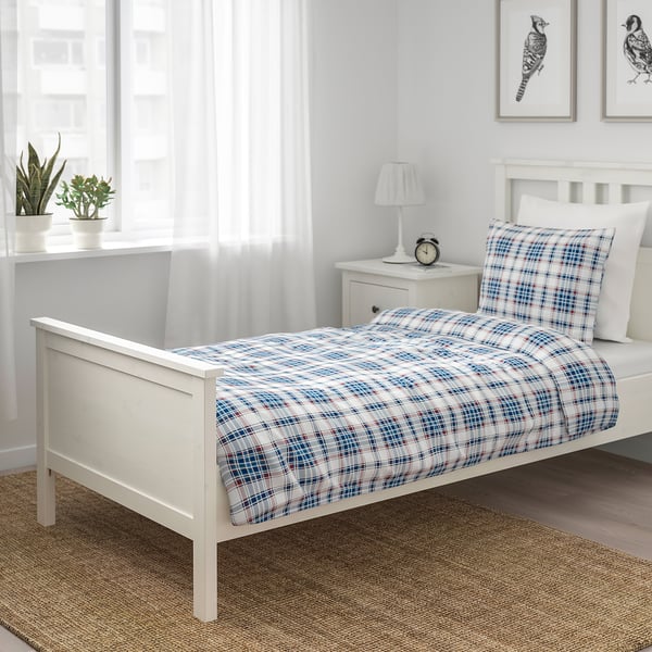 Mossruta Dekbedovertrek Met 1 Sloop Blauw Ruit 140x200 60x70 Cm