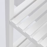 Modern wit rek, strakke lijnen, stevig design, meerdere vakken.