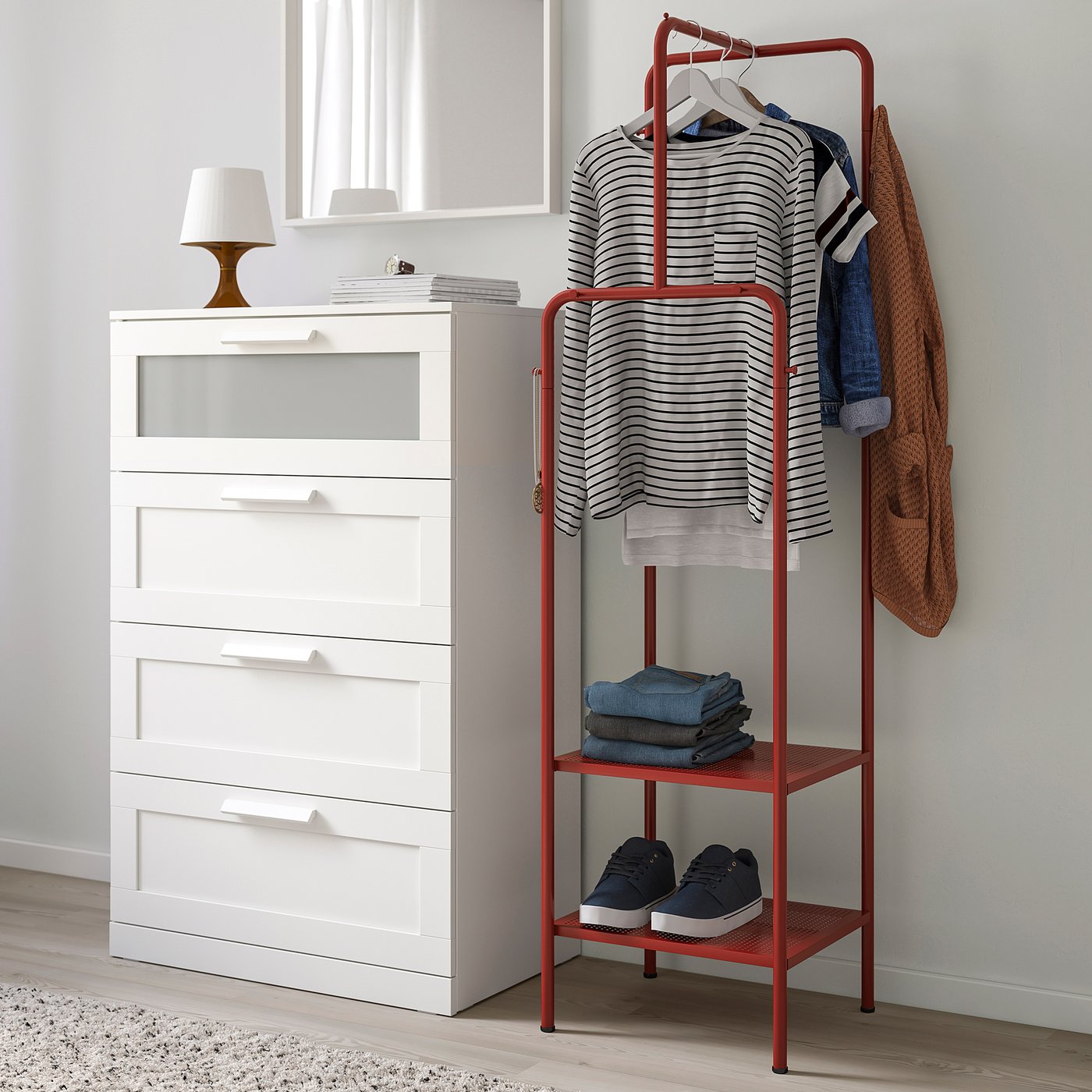 nikkeby kledingrek rood 45x170 cm ikea