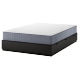 Grijs NORDLI bedframe met opbergruimte, modern en comfortabel. Of, beknopter: grijs NORDLI bed met opberglades.