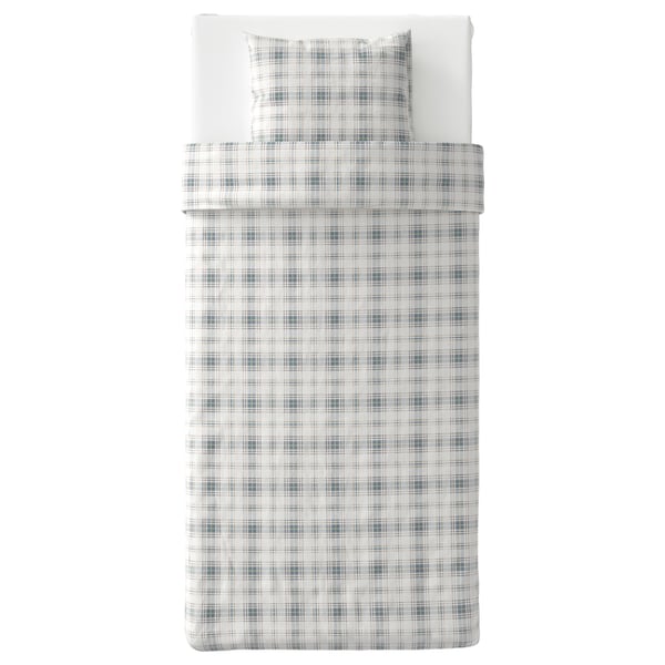 NORDRUTA Dekbedovertrek met 1 sloop, wit/blauw, 140x200/60x70 cm