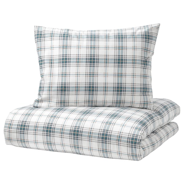 NORDRUTA Dekbedovertrek met 1 sloop, wit/blauw, 140x200/60x70 cm