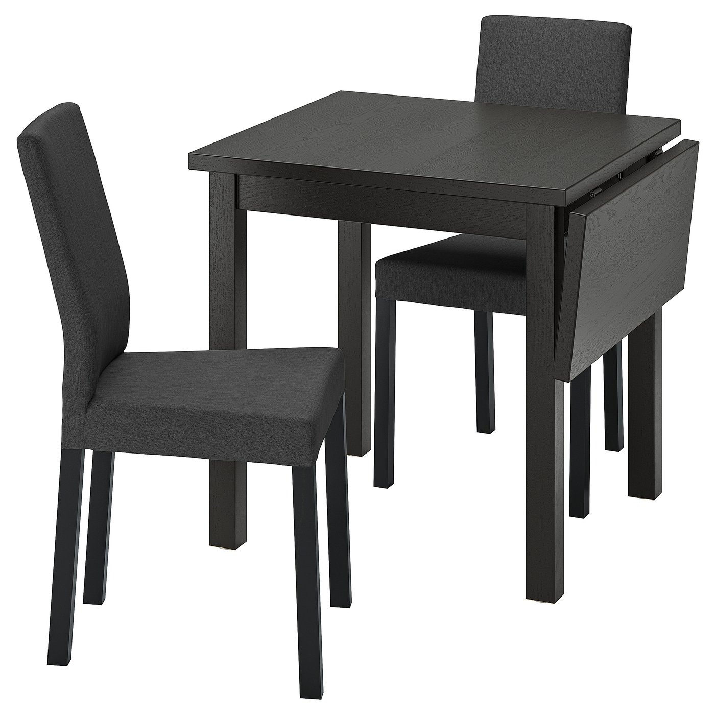 NORDVIKEN / NORDVIKEN Tafel met 2 stoelen zwart/Knisa donkergrijs 74/104x74 cm