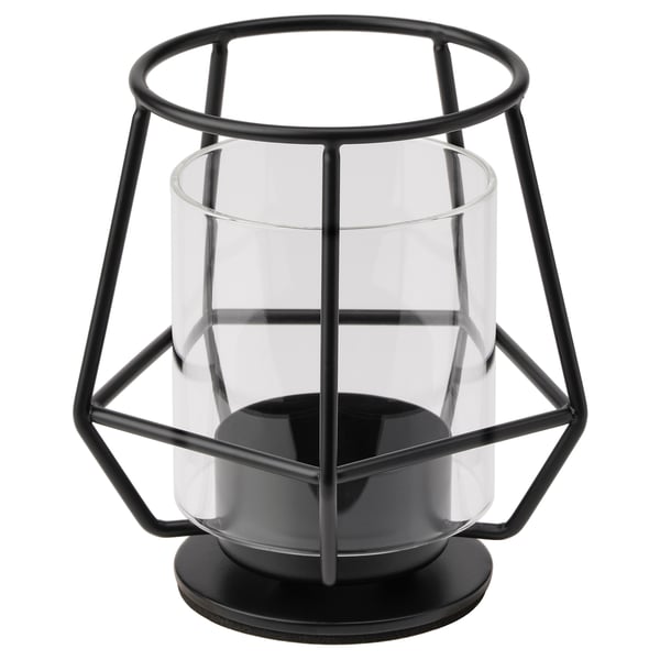 Windlichten set - 2x - zwart/goud - 10/15 cm - theelichthouder | Leen