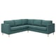 PÄRUP groenblauwe sectionele bank met houten poten, 4-zits, hoekvorm, strak design, onderhoudsvriendelijk met wasbare hoes.
