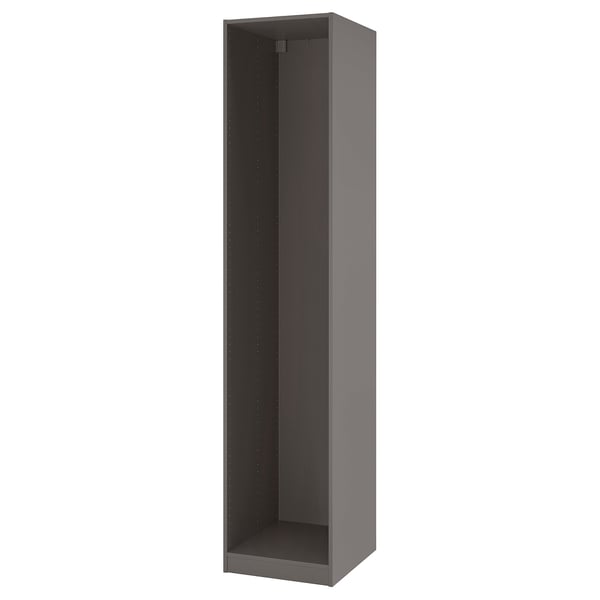 Grijze PAX kledingkastframe: hoog, rechthoekig, modern, open opslag - spaanplaat & papierfolie.