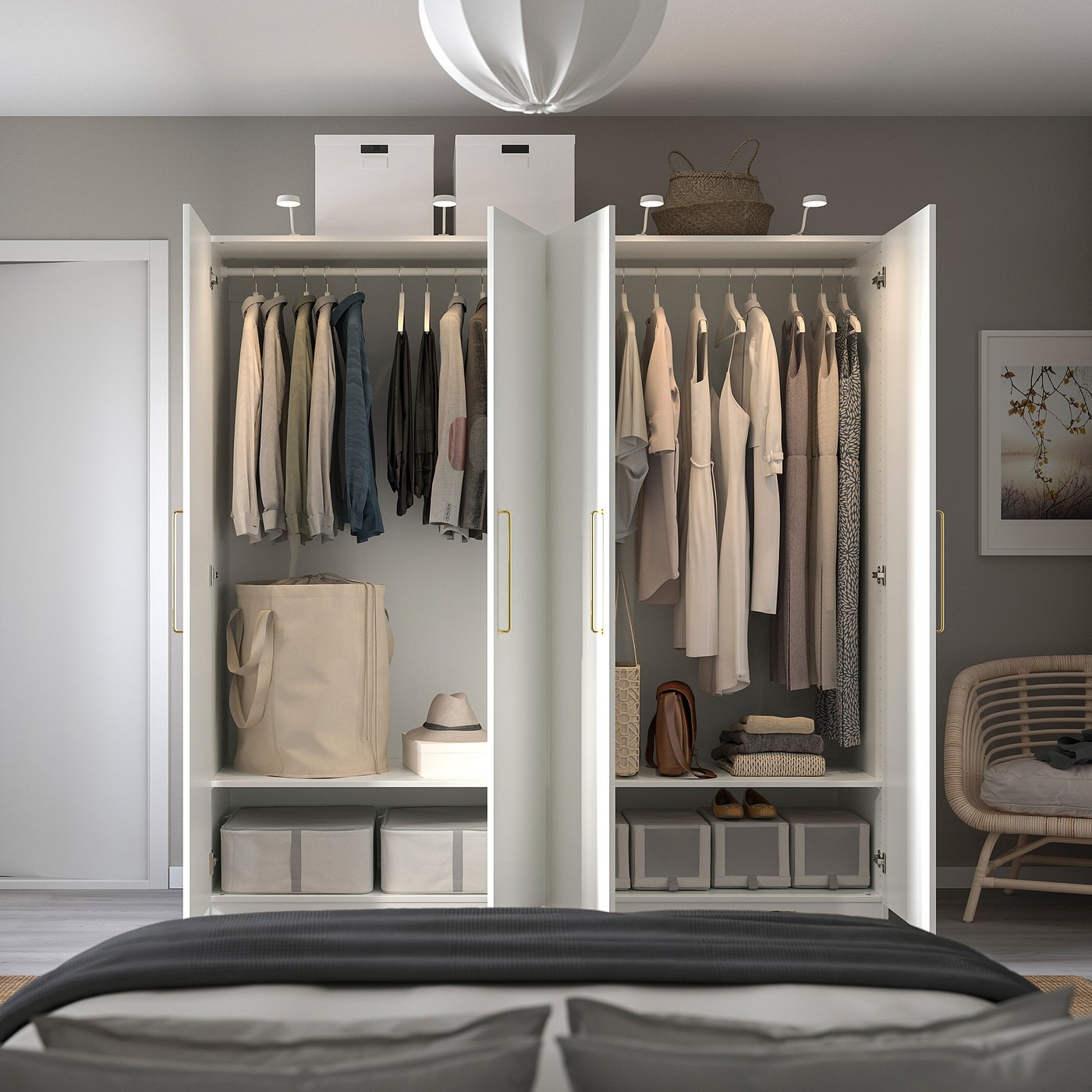 PAX / FORSAND kledingkast, wit/wit, 200x60x201 cm - IKEA