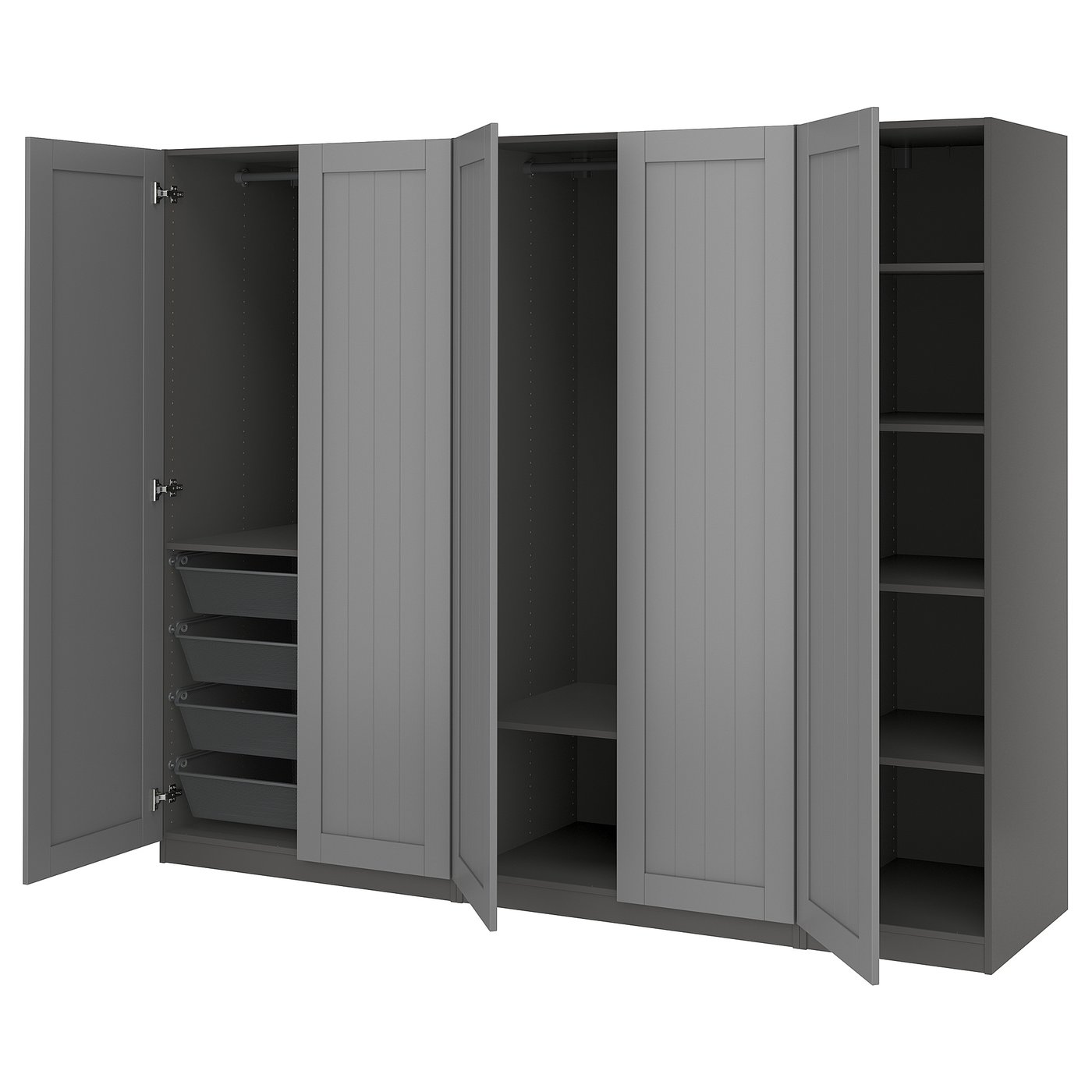 PAX / GULLABERG Kledingkastcombinatie donkergrijs/donkergrijs 250x60x201 cm