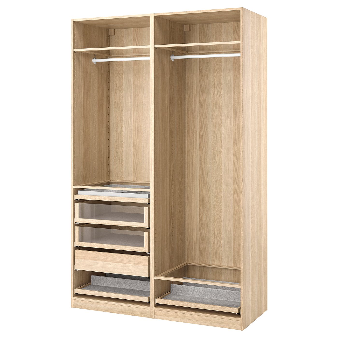 PAX kledingkastcombinatie, wit gelazuurd eikeneffect, 150x58x236