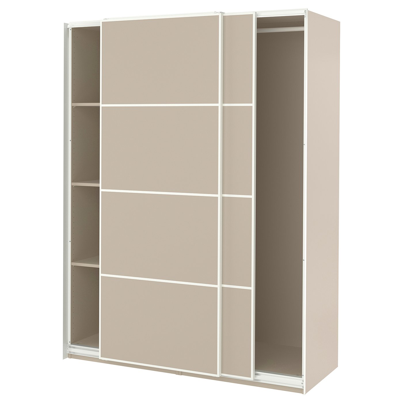 PAX / MEHAMN Kledingkast met schuifdeuren grijsbeige/tweezijdig grijsbeige 150x66x201 cm