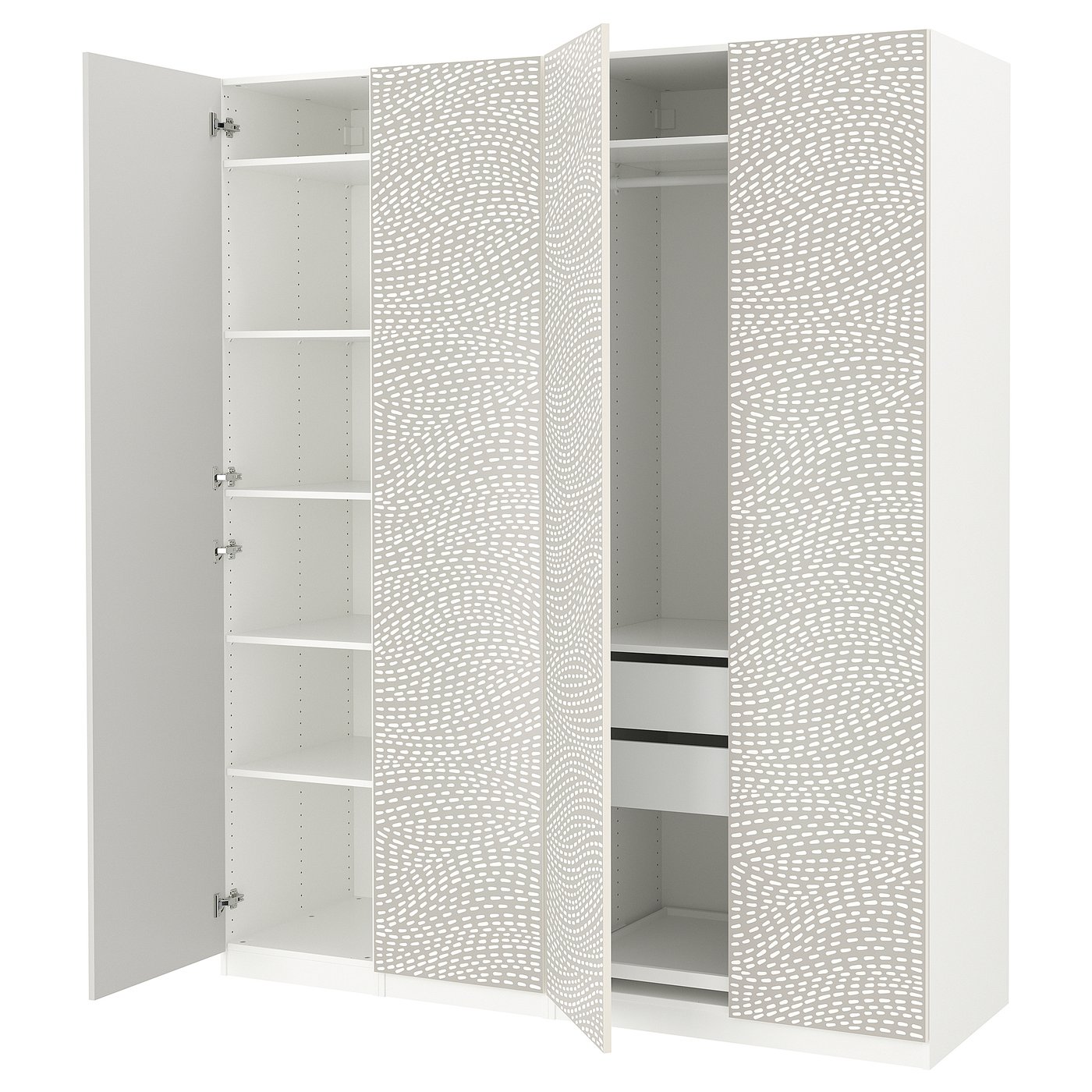 PAX / MISTUDDEN Kledingkastcombinatie wit/grijs met een patroon 200x60x236 cm
