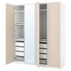 Ikea PAX kledingkast, beige, gespiegeld, met lades en planken.
