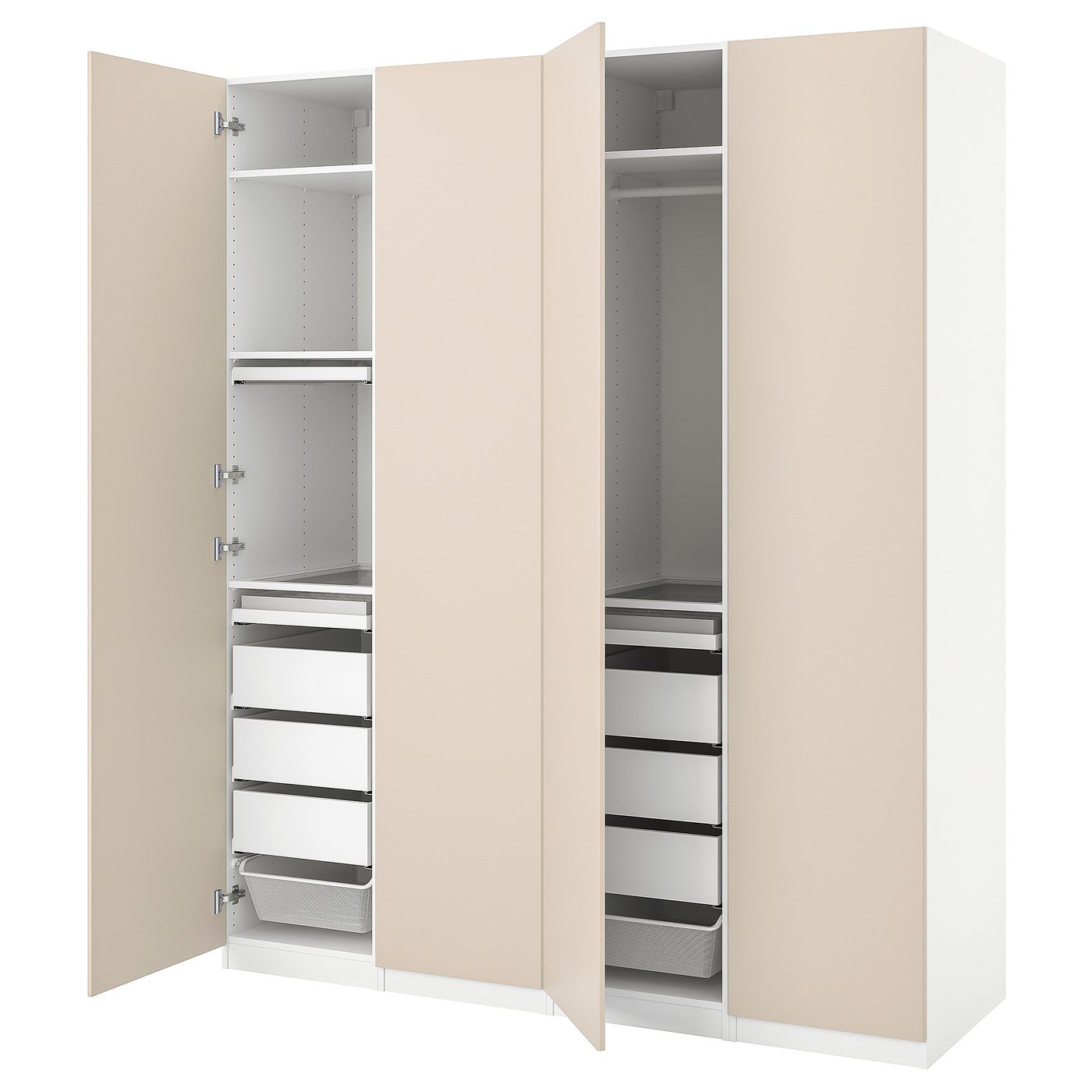 PAX / REINSVOLL Kledingkastcombinatie wit/grijsbeige 200x60x236 cm