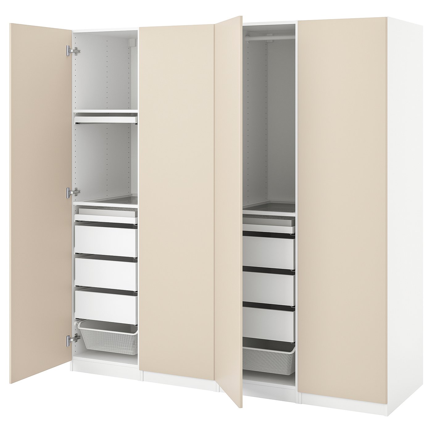 PAX / REINSVOLL Kledingkastcombinatie wit/grijsbeige 200x60x201 cm