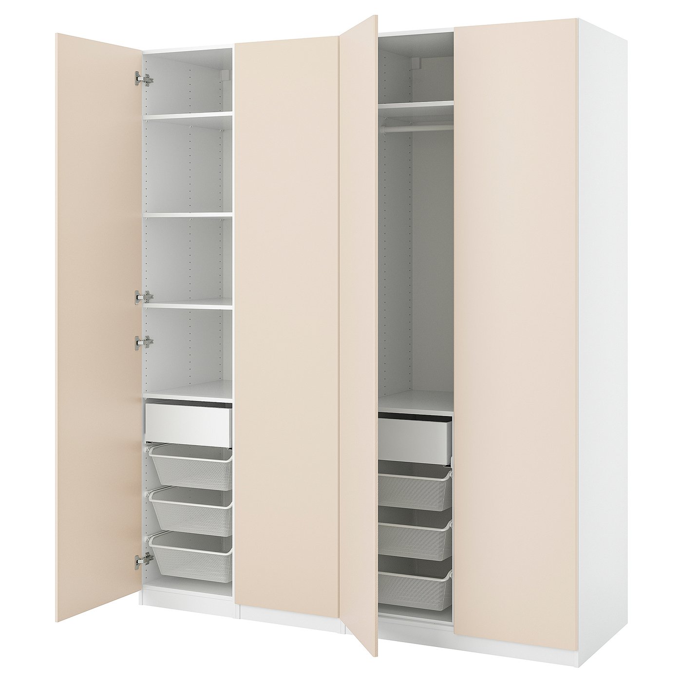 PAX / REINSVOLL Kledingkastcombinatie wit/grijsbeige 200x60x236 cm