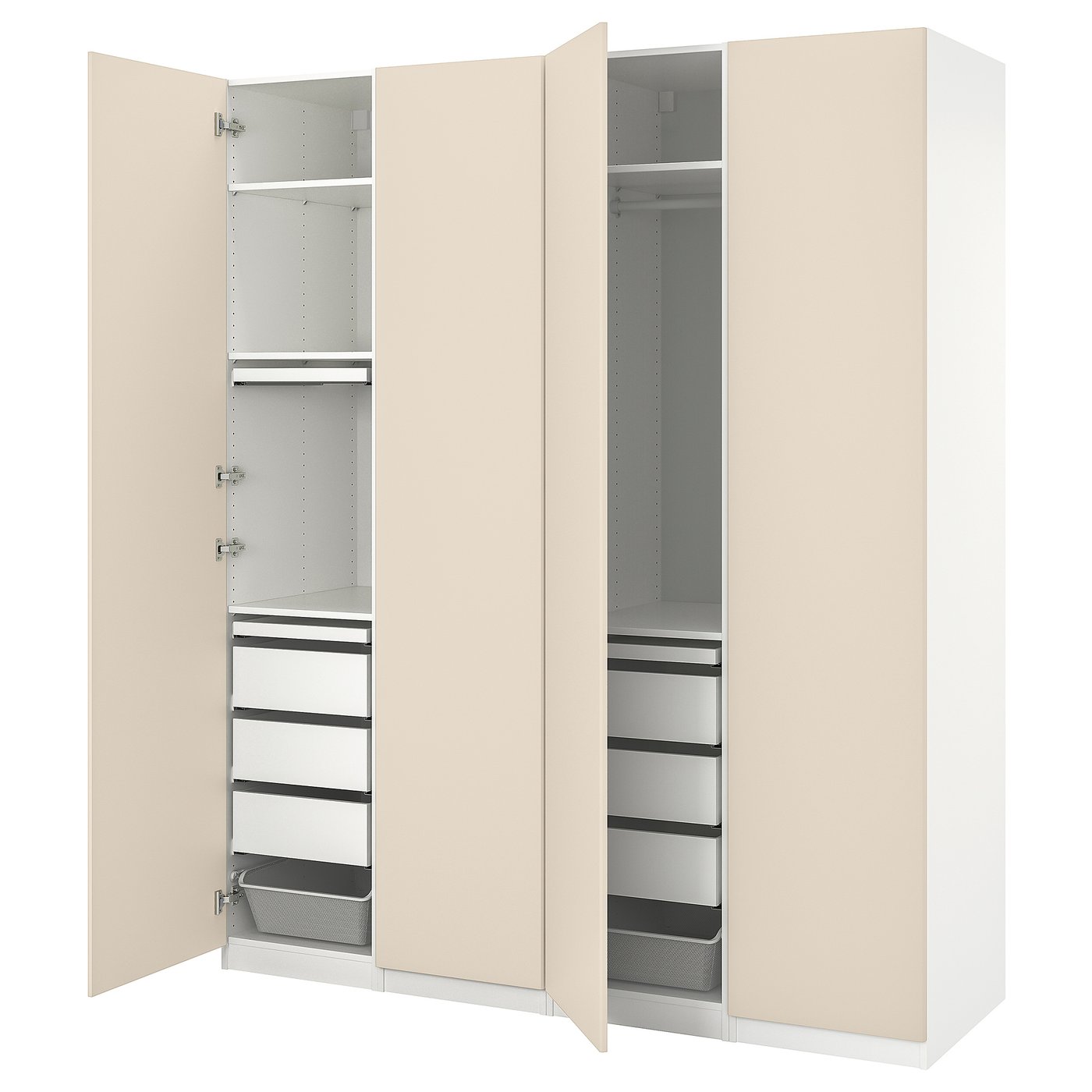 PAX / REINSVOLL Kledingkastcombinatie wit/grijsbeige 200x60x236 cm