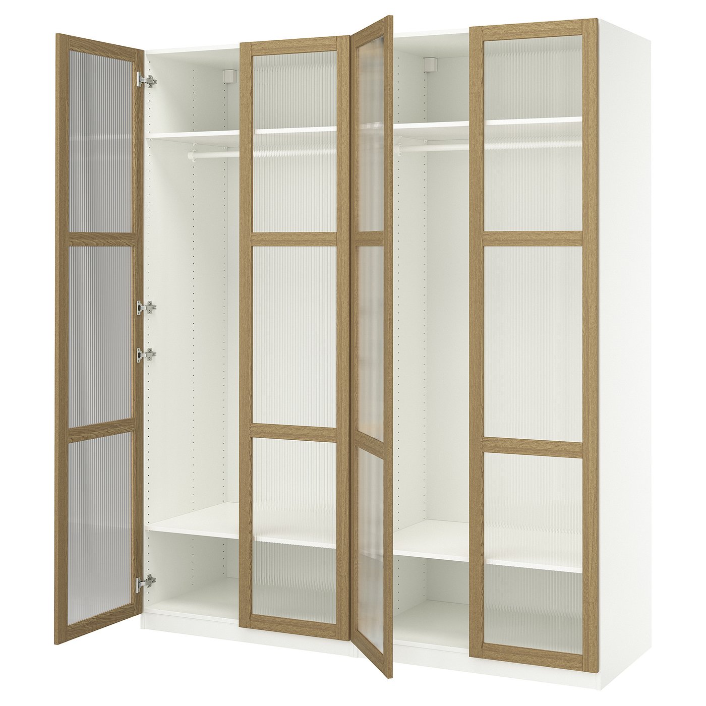PAX / TONSTAD Kledingkastcombinatie wit/eikenfineer glas 200x60x236 cm
